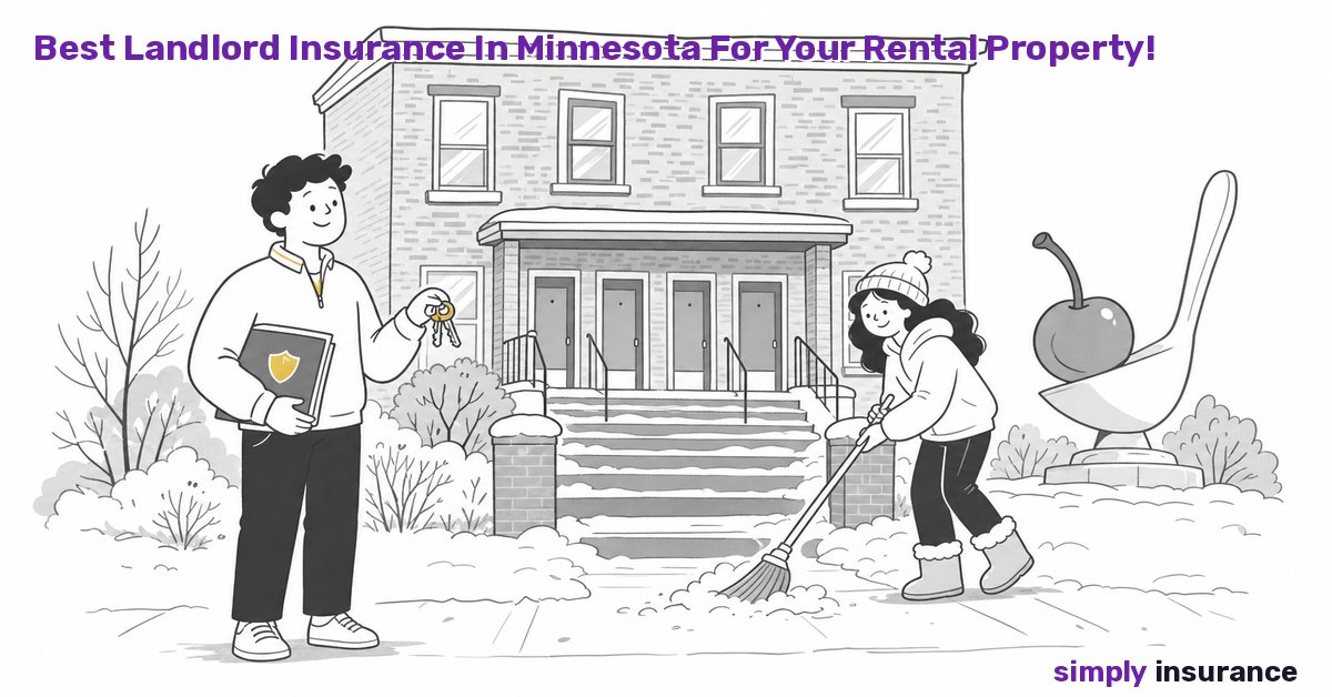 Illustration of a landlord outside a Minneapolis fourplex rental, for landlord insurance in Minnesota