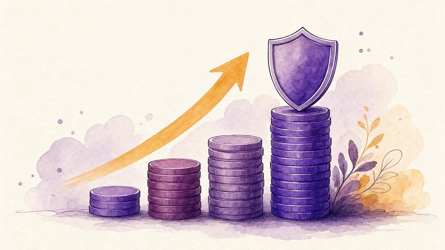 Rising coin chart with a shield representing indexed universal life insurance cost at age 30